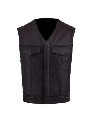 Gilet Col en V Cuir Moto SOA vachette