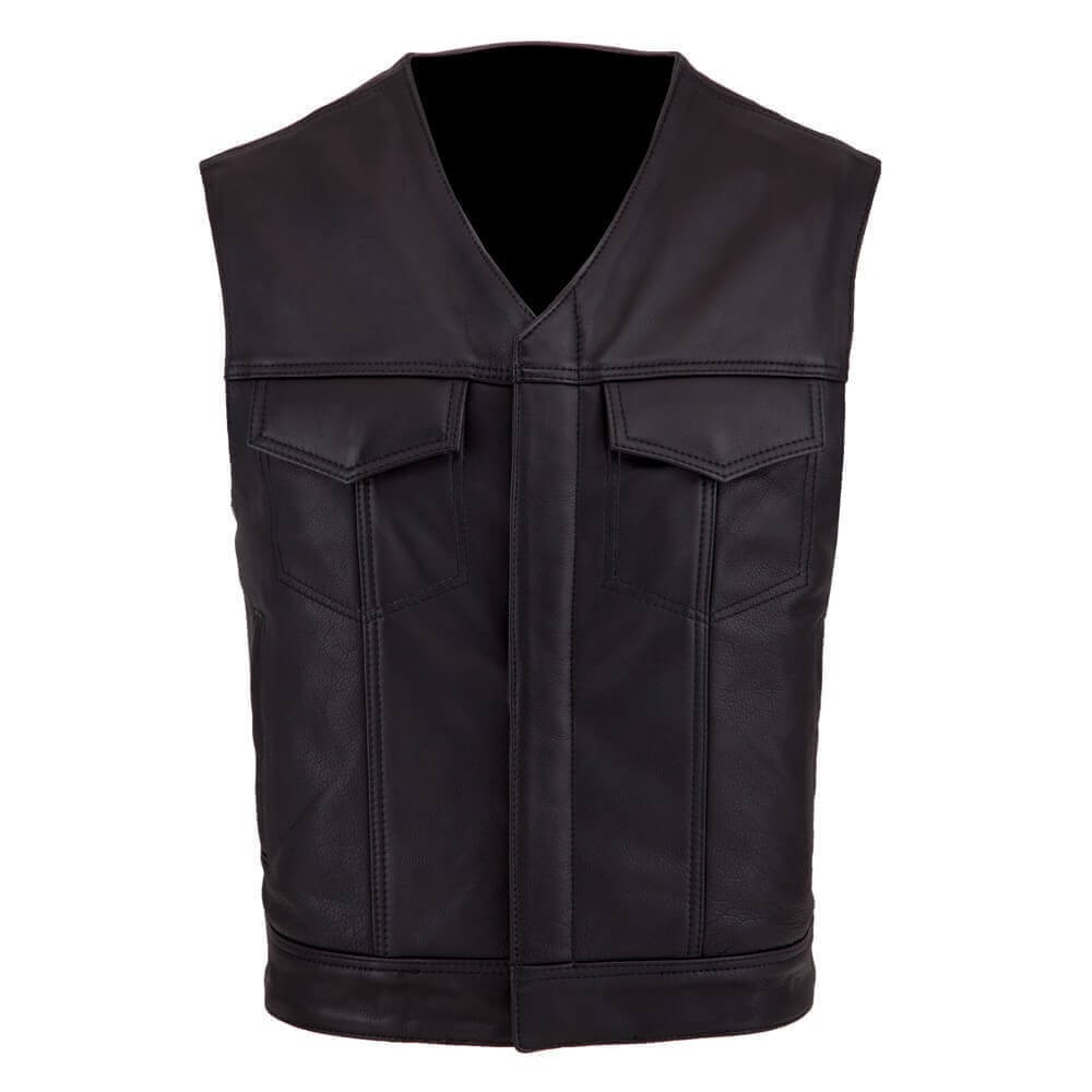 Gilet cuir moto homme - Biker Gilet pelle bovina naturale pieno fiore - Vintage con cerniera da uomo - Giacca senza maniche - motociclista con cinghie laterali di regolazione della vita (XS