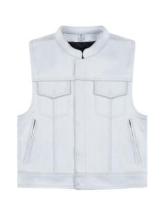 Gilet Moto Cuir MC Biker Blanc