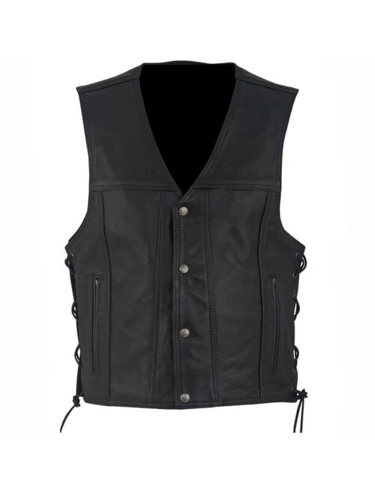 Boléro Cuir Moto Gilet Lacets