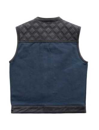 Cut Moto Cuir Noir et Bleu Denim 