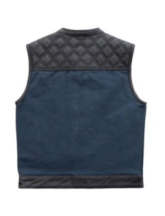 Cut Moto Cuir Noir et Bleu Denim 