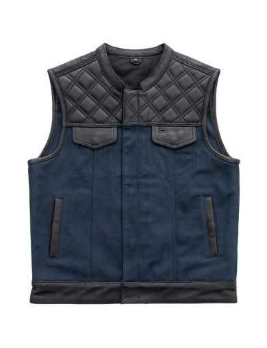 Gilet Moto Cuir et Jeans Bleu