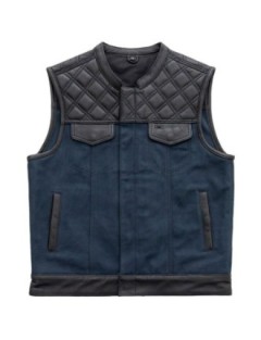 Gilet Moto Cuir et Jeans Bleu