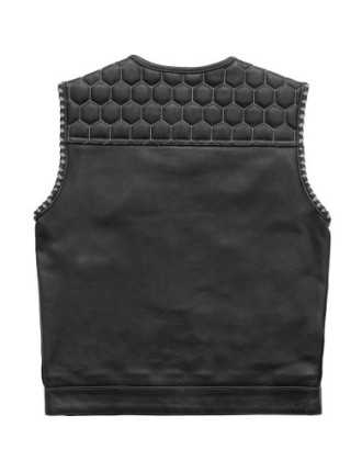 Gilet Cuir Biker Coutures Nid Abeille