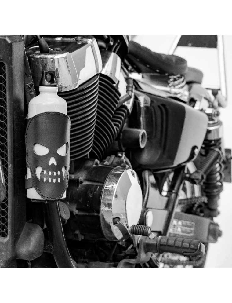 Porte Gourde Fuel Moto Skull Cuir