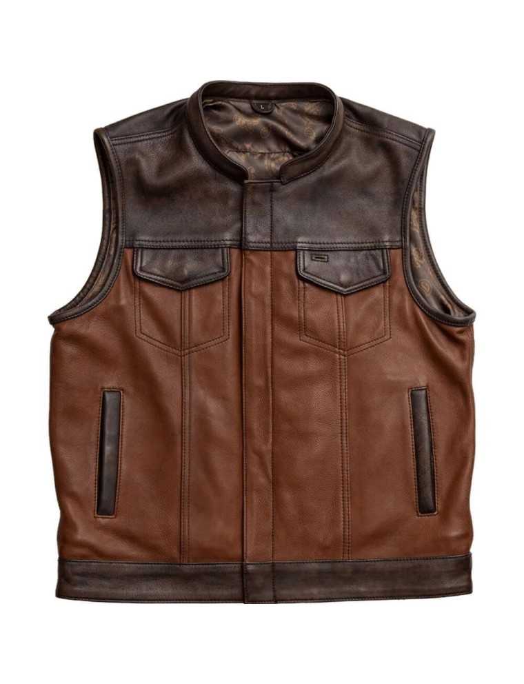 Gilet Moto Cuir Marron Zolki SOA