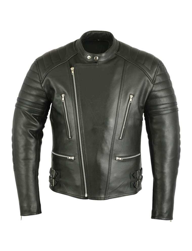 Blouson Moto Homme Cuir Noir Vintage Kulture