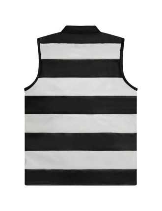 Gilet Moto Bagnard Cuir Blanc Noir