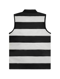 Gilet Moto Bagnard Cuir Blanc Noir