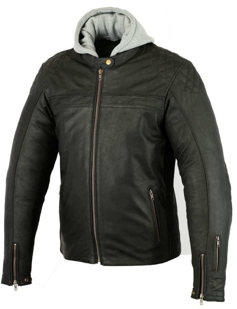 Blouson Moto Hoodie Cuir Zolki Capcuhe