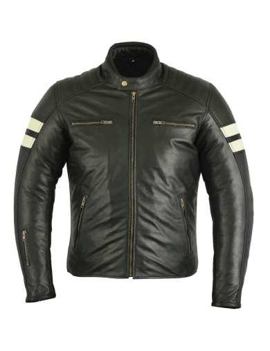 Blouson Moto Homme Vintage Noir Blanc Zolki
