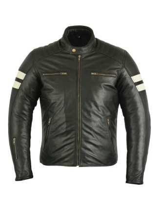 Blouson Moto Homme Vintage Noir Blanc Zolki