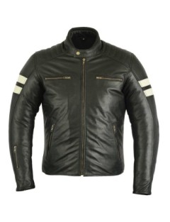 Blouson Moto Homme Vintage Noir Blanc Zolki
