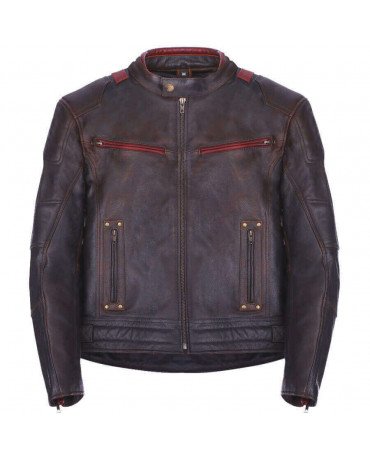 Blouson Moto Homme Vintage Noir Rouge