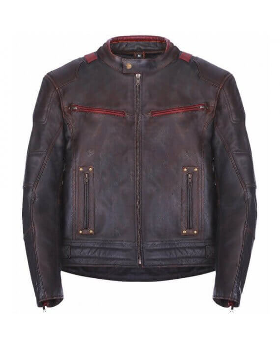 Blouson Moto Homme Vintage Noir Rouge