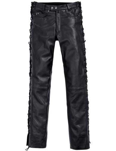 Pantalon Cuir Biker Noir Lacets Homme