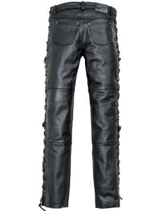 Pantalon Cuir Biker Noir Lacets Harley Custom Zolki