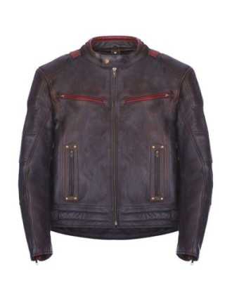Blouson Moto Homme Vintage Noir Rouge
