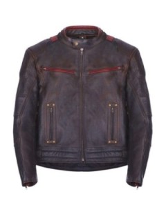 Blouson Moto Homme Vintage Noir Rouge