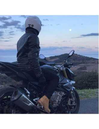 Blouson Moto Marron Vintage Rouge