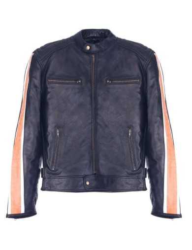 Blouson Moto Orange Cuir Homme HD