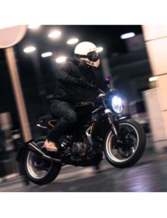 Blouson Moto Hoddie Capuche Bleu Noir