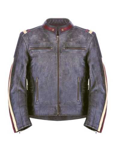 Blouson Moto Homme Vintage Noir Rouge Zolki