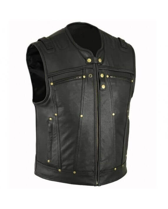 blouson moto sans manche cuir Zolki