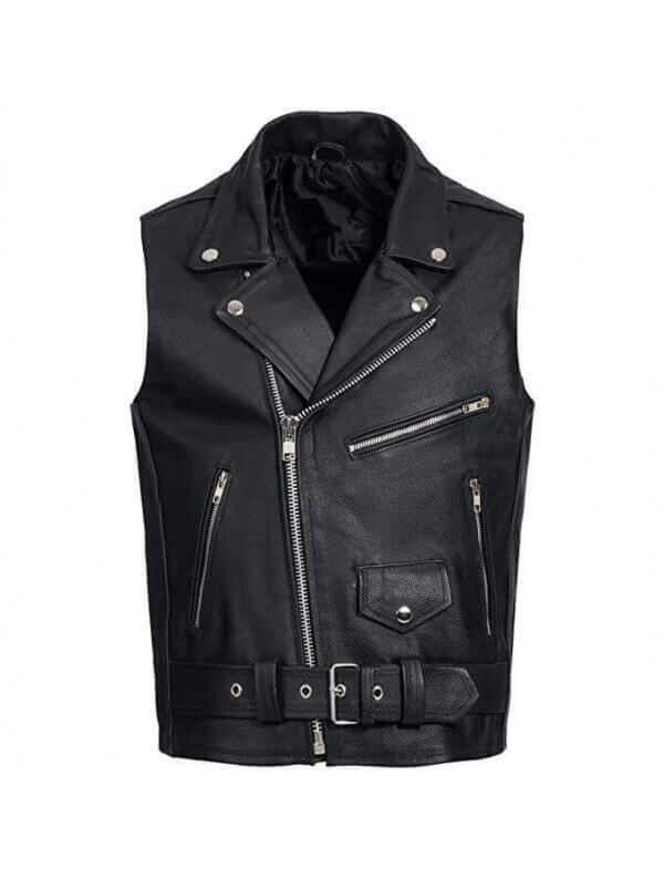 Blouson Moto Perfecto Sans Manche, Veste Biker Cuir Vachette, Motard