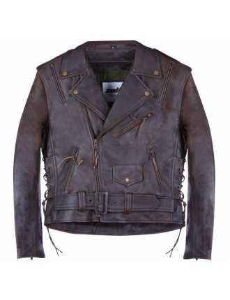 Blouson Moto Perfecto Marron Vieilli