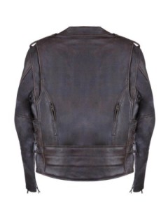 Blouson Perfecto Moto Marron Vintage Lacets