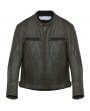 Blouson Vintage Cuir Moto Vert Noir Zolki