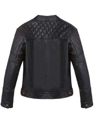Blouson Moto Cuir Marron Quadrillé Matelassé