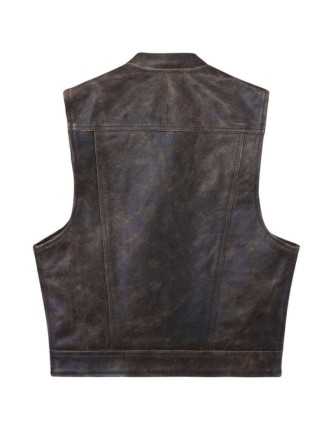 blouson cuir biker son's anarchy zolki waxé marron