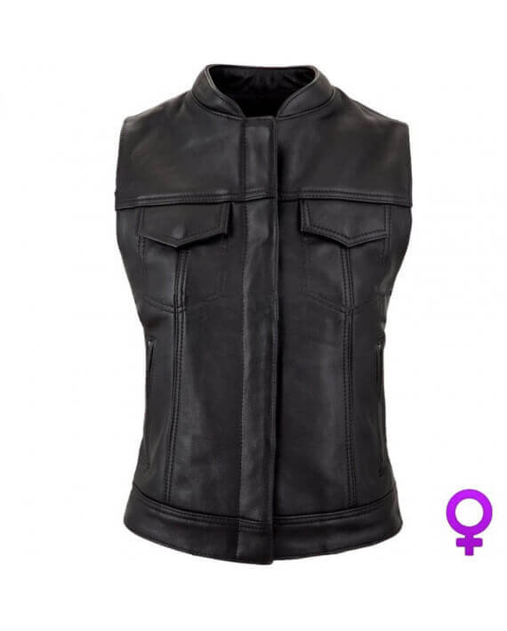 gilet cuir moto femme