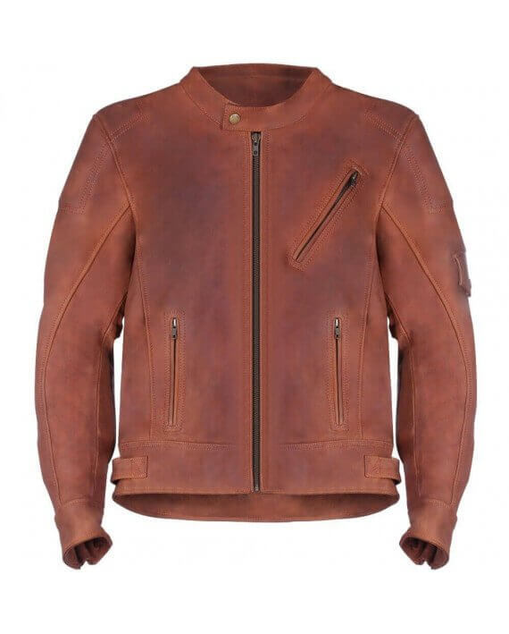 Blouson Moto Marron Cuir Zolki