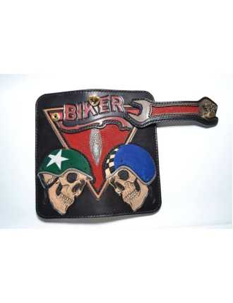 Portefeuille Biker Casque Mort Artisanal