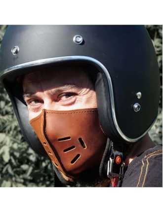 Masque Cuir Motard Homme Marron Vintage Zolki