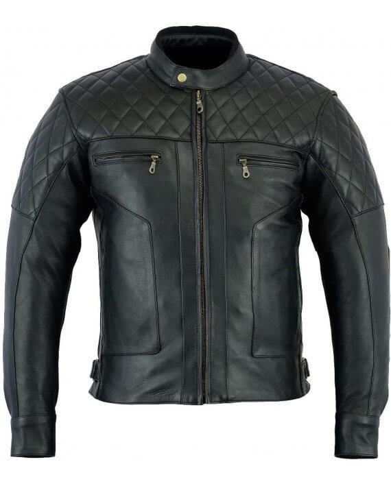 Vente - Achat Blouson Moto Cuir, Veste Motard Sobre, Pas Cher, Noir