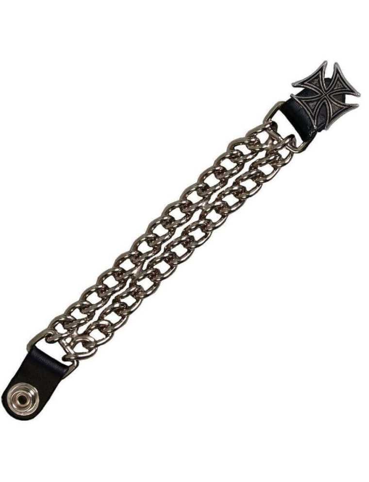 Attache Chainette Veste Cuir Métal Croix Malte