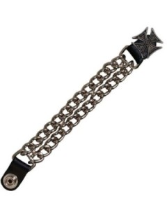 Attache Chainette Veste Cuir Métal Croix Malte