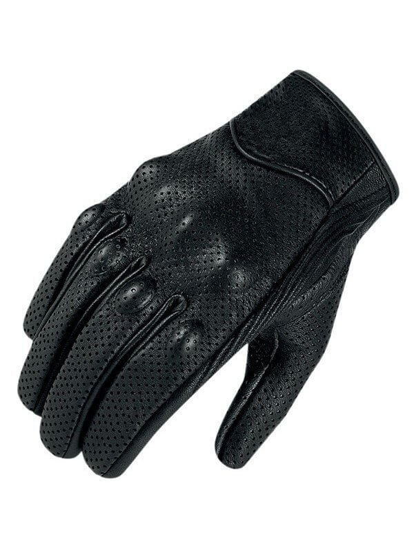 Acheter - Gant Moto Cuir été, Pas Cher - Noir Micro Perforé - Norme CE