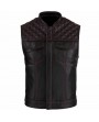 Cut Moto Biker Noir Surpiqures Rouges