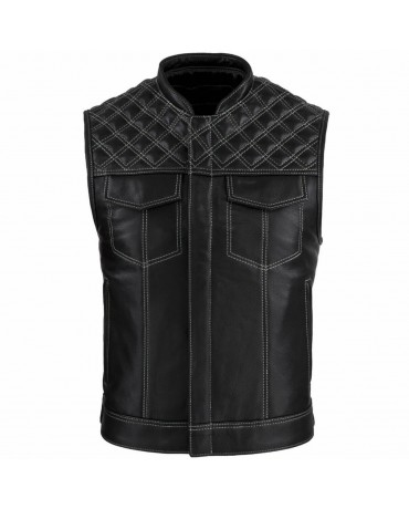 Cut Moto Biker Surpiquages Blanc