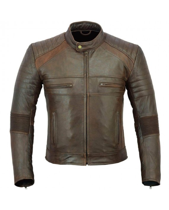 A Vendre Blouson Moto Vintage, Veste Motard Kustom Marron Biker