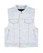 Gilet Moto Cuir MC Biker Blanc