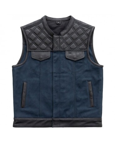 Gilet Moto Cuir et Jeans Bleu