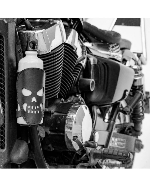 Porte Gourde Fuel Moto Skull Cuir