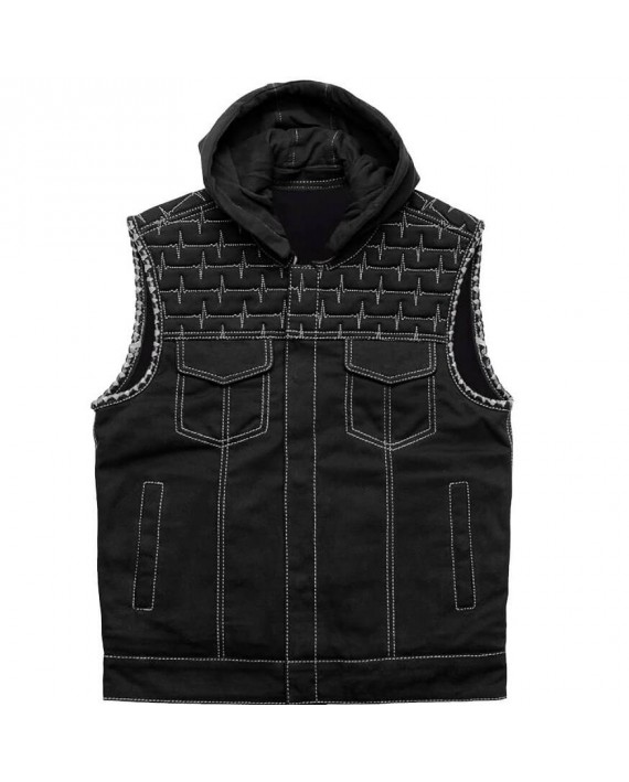 Gilet Biker Tissu Capuche Zolki